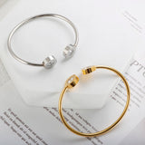 316L Stainless Steel Roman Numerals Crystal Charm Bangle