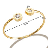 316L Stainless Steel Roman Numerals Crystal Charm Bangle