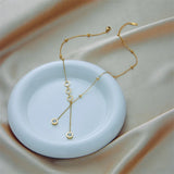 316L Stainless Steel Roman Numerals Zircon Long Pendant Necklace