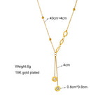 316L Stainless Steel Roman Numerals Zircon Long Pendant Necklace