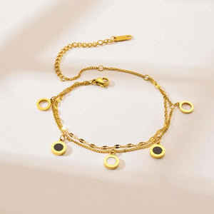 316L Stainless Steel Roman Numerals Double Layer Chain Bracelets For Women