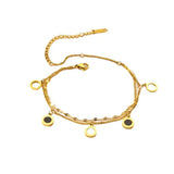 316L Stainless Steel Roman Numerals Double Layer Chain Bracelets For Women