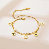 316L Stainless Steel Roman Numerals Double Layer Chain Bracelets For Women