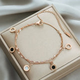316L Stainless Steel Roman Numerals Double Layer Chain Bracelets For Women