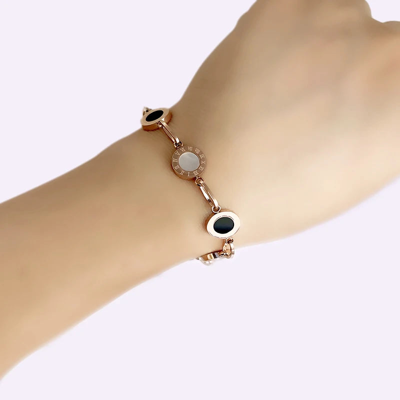 316L Stainless Steel Roman Numerals Cat's Eye Bracelet