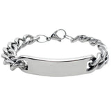 316L Stainless Steel Silver Mens Link Chain ID Bracelets