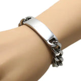 316L Stainless Steel Silver Mens Link Chain ID Bracelets