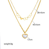 316L Stainless Steel Double Layer Necklace with Pearl Heart Pendant