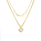 316L Stainless Steel Double Layer Necklace with Pearl Heart Pendant
