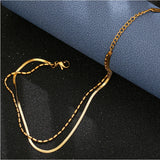 316L Stainless Steel 2 Layer Beaded Choker Snake Bone Chains Anklets