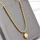316L Stainless Steel Lucky Round Charm Beaded Chain Anklets For Women