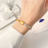 316L Stainless Steel Rectangular CZ Chain Female Bracelet