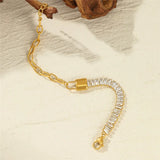 316L Stainless Steel Rectangular CZ Chain Female Bracelet