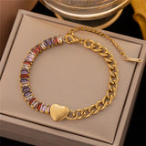 316L Stainless Steel Rectangular CZ Chain Female Bracelet