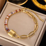316L Stainless Steel Rectangular CZ Chain Female Bracelet