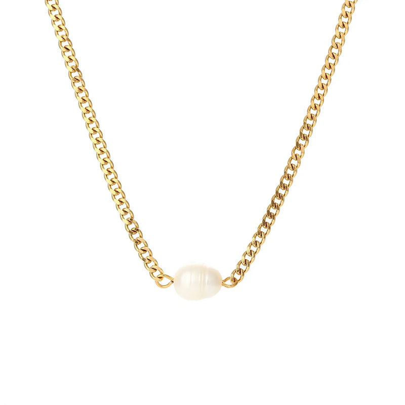316L Stainless Steel Freshwater Pearl Necklace for Women