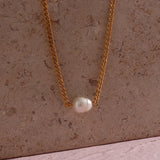 316L Stainless Steel Freshwater Pearl Necklace for Women