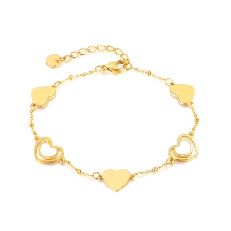 316L Stainless Steel Peach Heart Bracelet Ladies High Jewelry Accessories