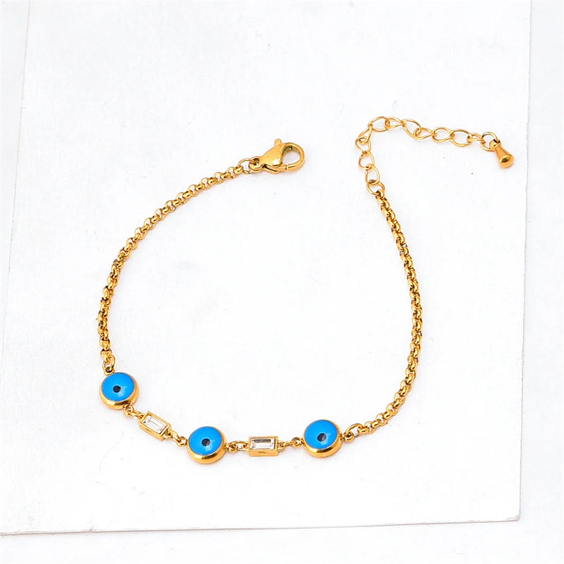 316L Stainless Steel Zircon Charm Chain Bracelet For Women SAB1245
