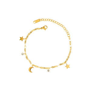 316L SS Star Moon Zircon Bracelet Women's Jewelry Gift