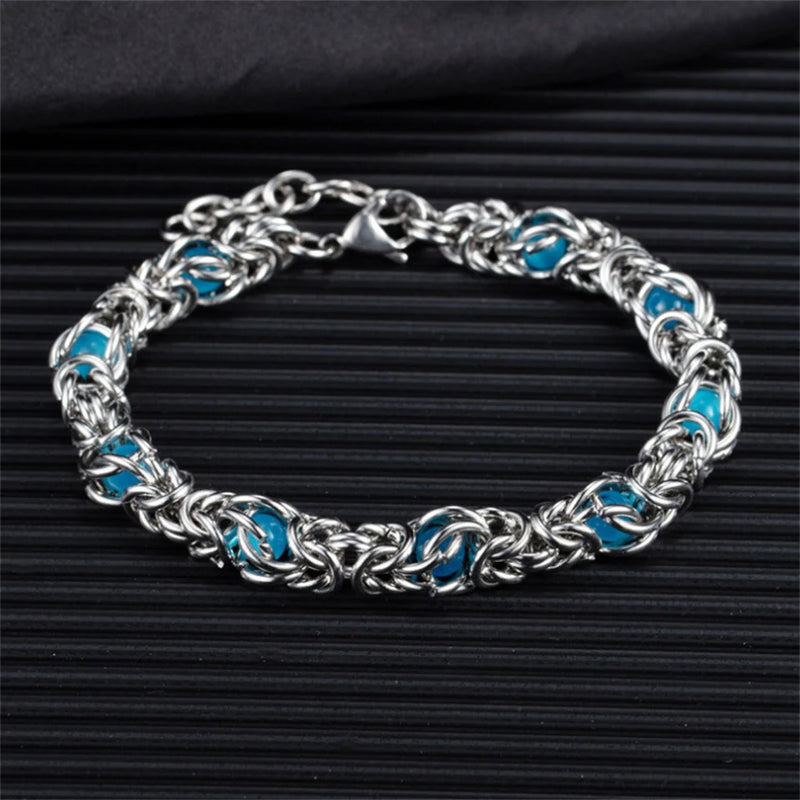 316L Stainless Steel Hip Hop Beading Charm Chain Bracelet SAB593