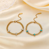 316L Stainless Steel Turquoise Charm Chain Bracelet for Women SAB396
