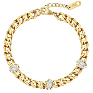 316L Stainless Steel Turquoise Charm Chain Bracelet for Women SAB396