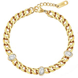316L Stainless Steel Turquoise Charm Chain Bracelet for Women SAB396
