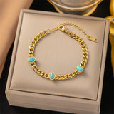316L Stainless Steel Turquoise Charm Chain Bracelet for Women SAB396