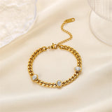 316L Stainless Steel Turquoise Charm Chain Bracelet for Women SAB396