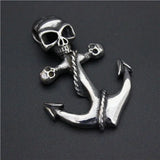 316L Stainless Steel Skull Anchor Pendant