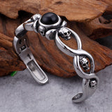 316L Stainless Steel Skull Bangle With Gemstone