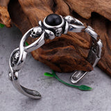 316L Stainless Steel Skull Bangle With Gemstone