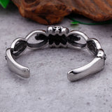 316L Stainless Steel Skull Bangle With Gemstone