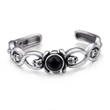 316L Stainless Steel Skull Bangle With Gemstone