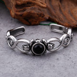 316L Stainless Steel Skull Bangle With Gemstone