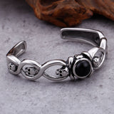 316L Stainless Steel Skull Bangle With Gemstone