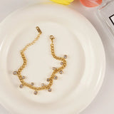 Smiley Zircon Double Layer Fortune Tree Pendant Bracelet