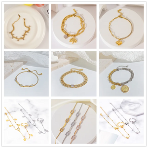 Smiley Zircon Double Layer Fortune Tree Pendant Bracelet