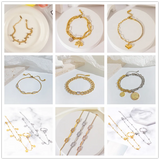 Smiley Zircon Double Layer Fortune Tree Pendant Bracelet