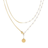 316L Stainless Steel Snake Bone Chain Pearls Necklace For Women Girl Party
