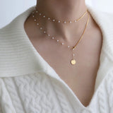 316L Stainless Steel Snake Bone Chain Pearls Necklace For Women Girl Party