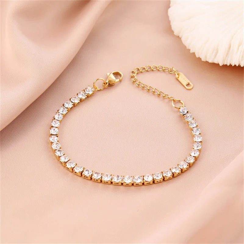 316L Stainless Steel Zirconia Charm Bracelet Women Girls