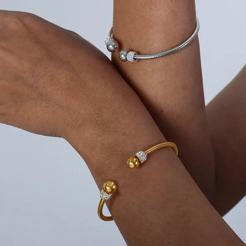 316L Stainless Steel Charm Bracelet Chain Link Braided Cuff Bangle