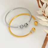 316L Stainless Steel Charm Bracelet Chain Link Braided Cuff Bangle