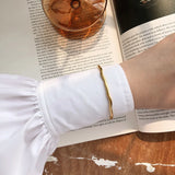 316L Stainless Steel Wavy Opening Bracelet For Women Girl Non-fading Jewelry