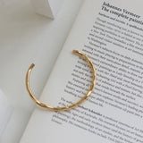 316L Stainless Steel Wavy Opening Bracelet For Women Girl Non-fading Jewelry