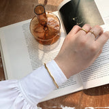 316L Stainless Steel Wavy Opening Bracelet For Women Girl Non-fading Jewelry