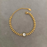 316L Stainless Steel Thick Chain Bracelet with Natural Shell Charm