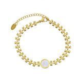 316L Stainless Steel Thick Chain Bracelet with Natural Shell Charm
